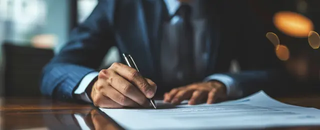 Professional Commitment Executive Signing Important Documents Office Setting Professional Commitment Executive Signing Important Documents Office Setting