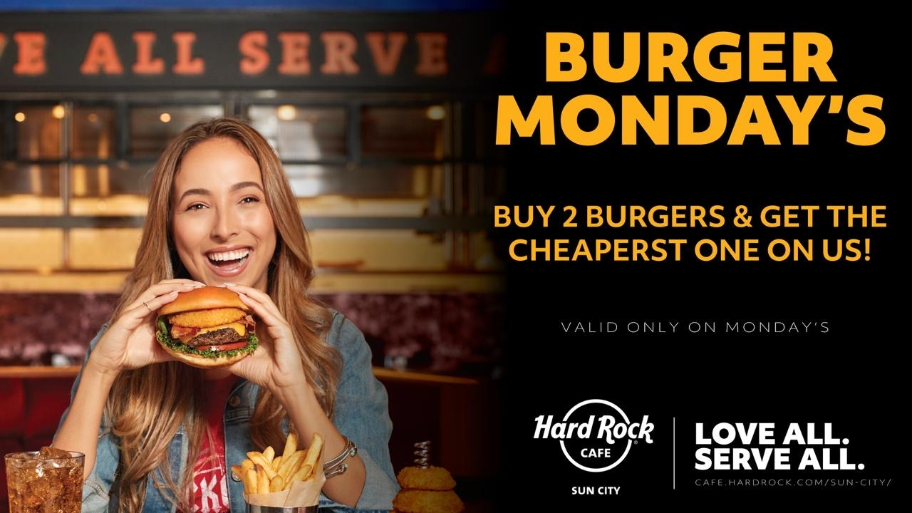 Sunr Hardrock Cafe Burger Monday Special April 2025
